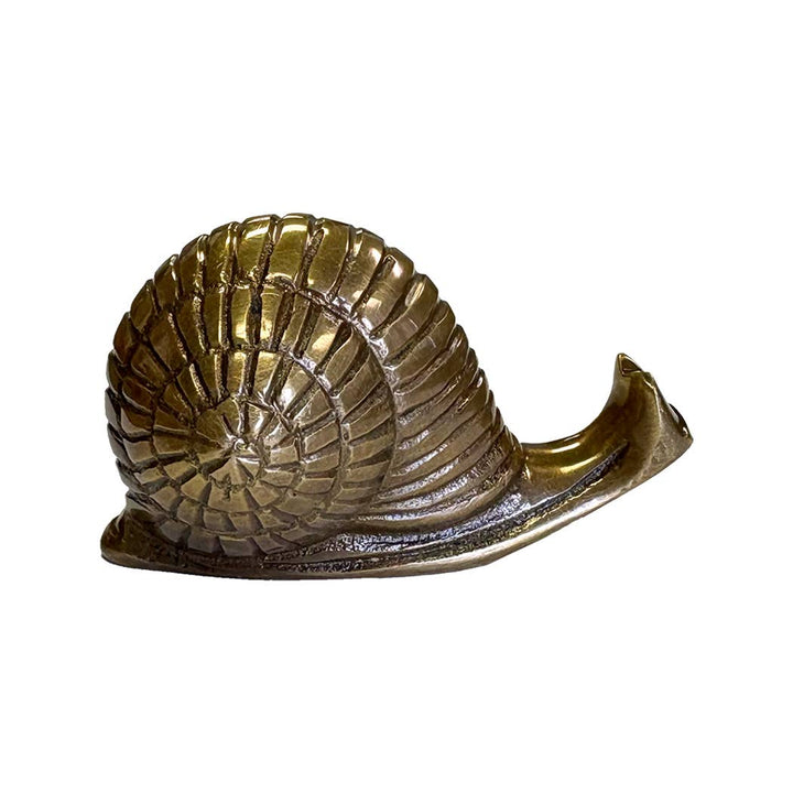 3-1/4" Snail Antiqued Solid Brass Snail Paperweight & Decor