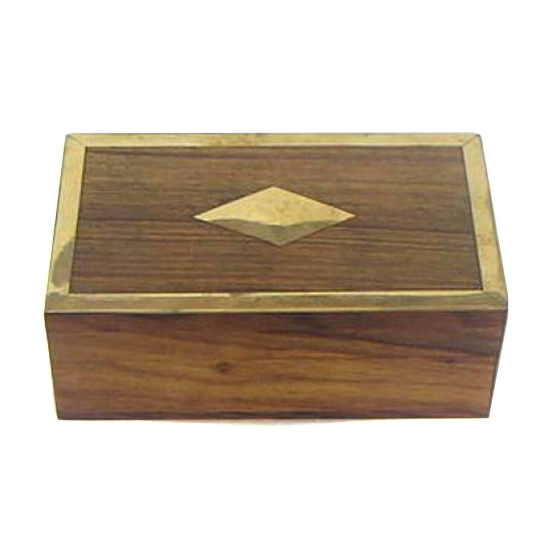 Handmade Wooden Box with Diamond Brass Inlay - BUNKHAUS