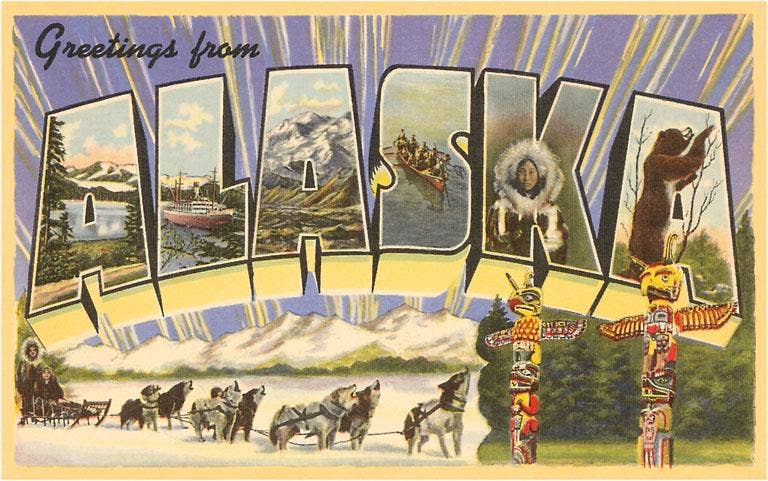 Greetings from Alaska Postcard