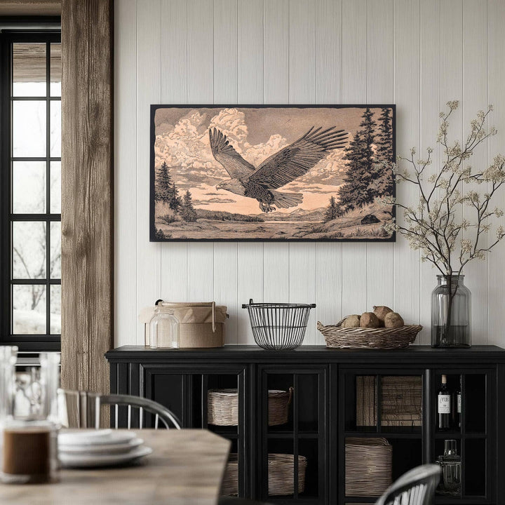 Bald Eagle Engraved Birch Wood Panel