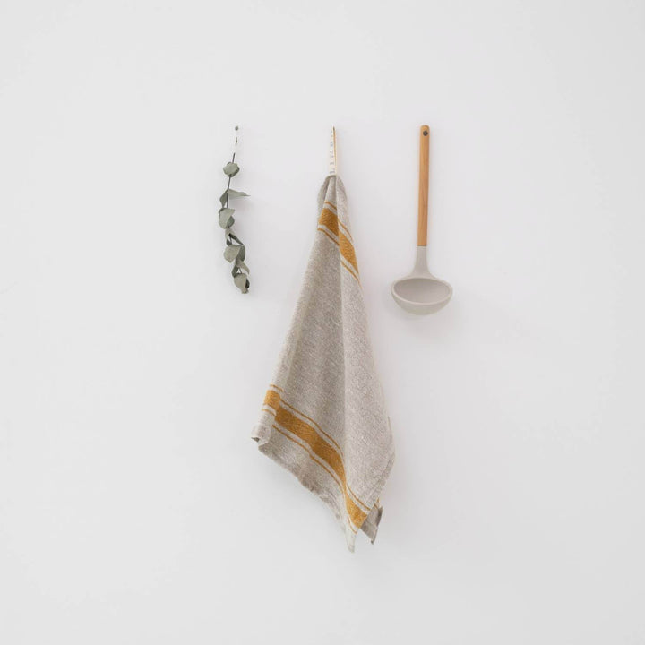 Linen Kitchen Towel - Vintage Mustard Stripe - BUNKHAUS