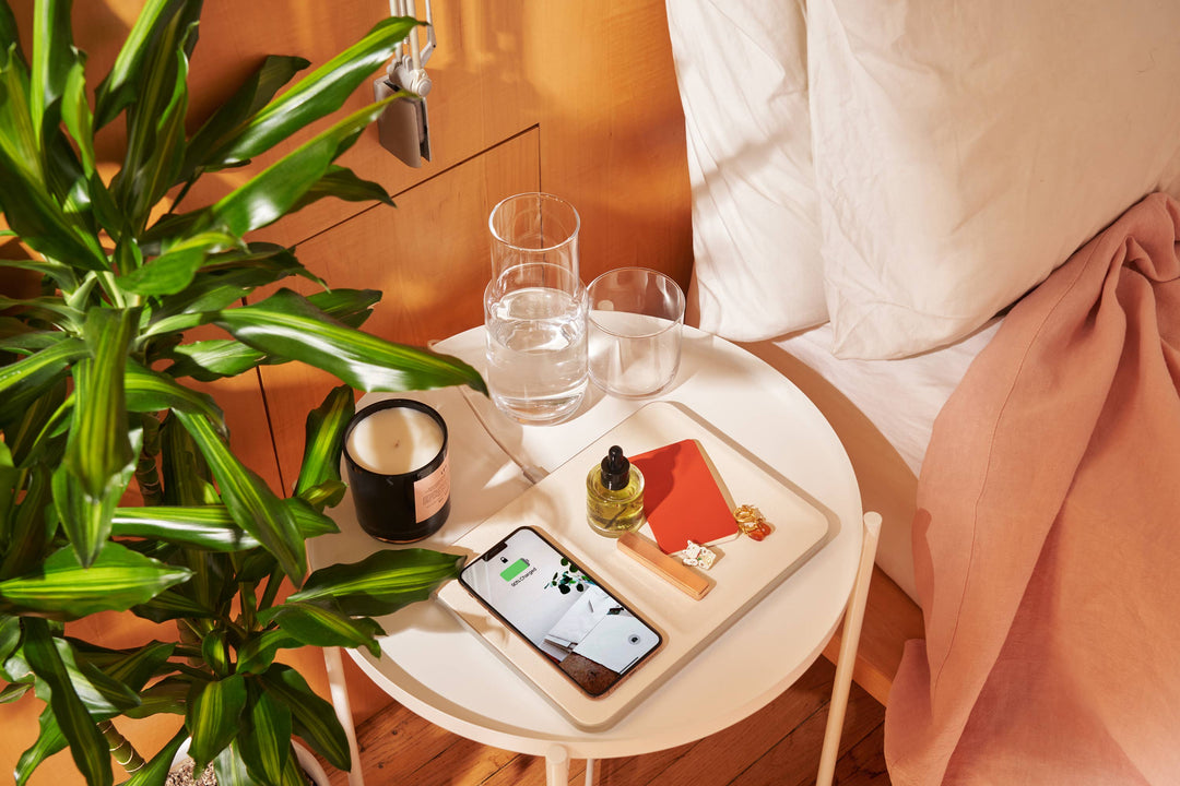 Italian Leather Wireless Charger with Valet Tray