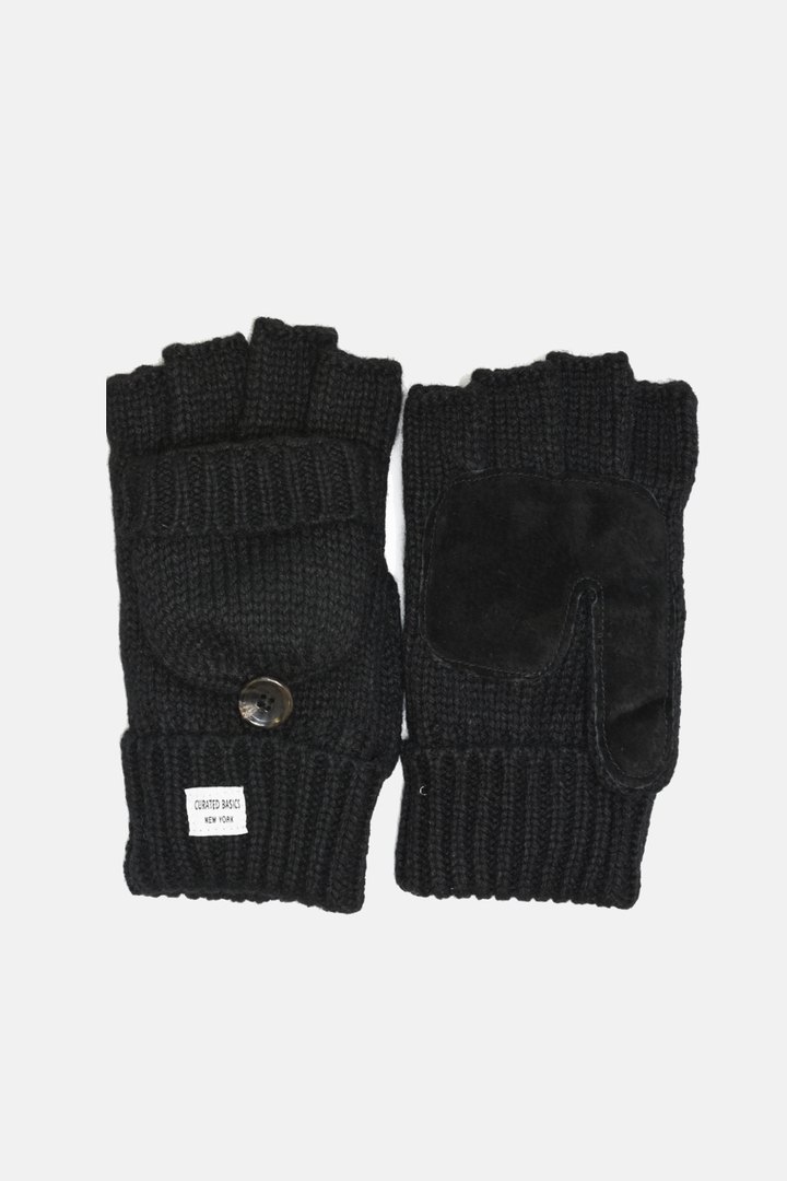Black Wool Fingerless Gloves