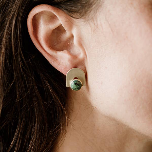 Bali Turquoise Studs – Brass & Silver
