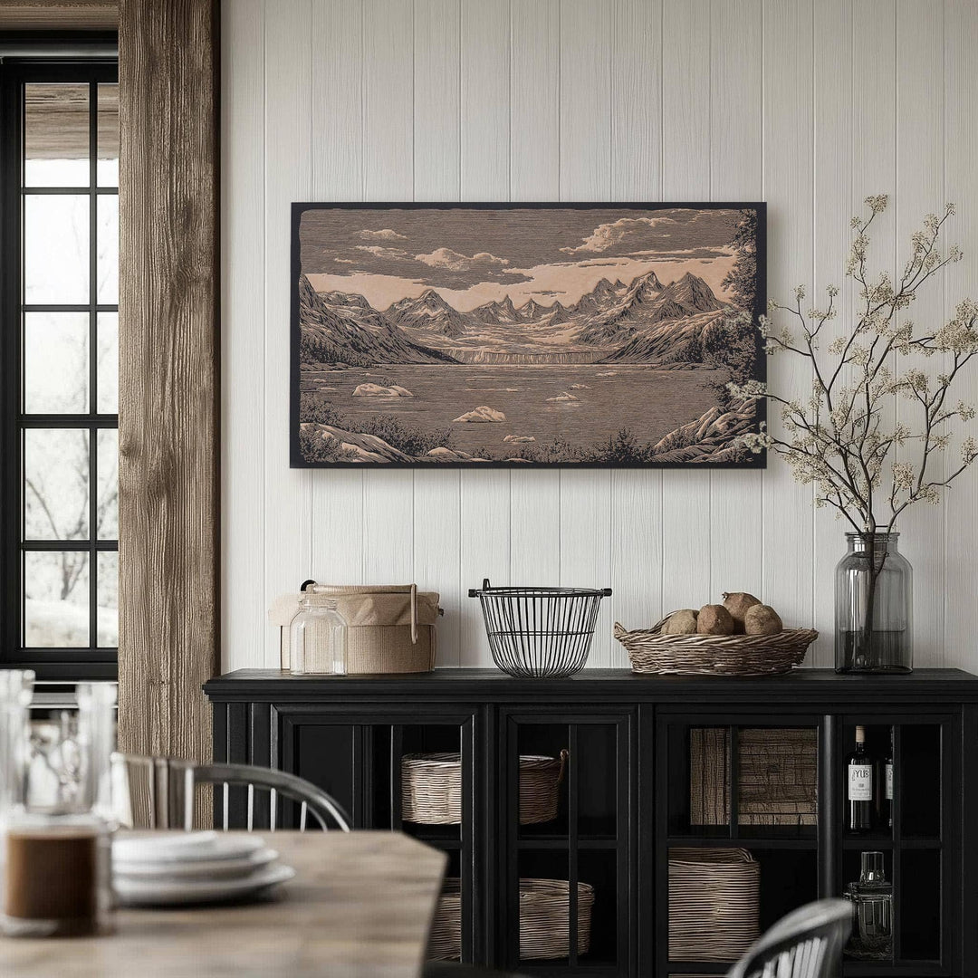 Glacier Bay Engraved Birch Wood Panel