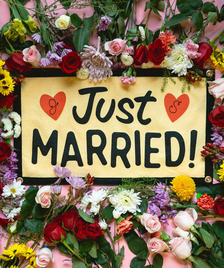 Just Married Camp Flag