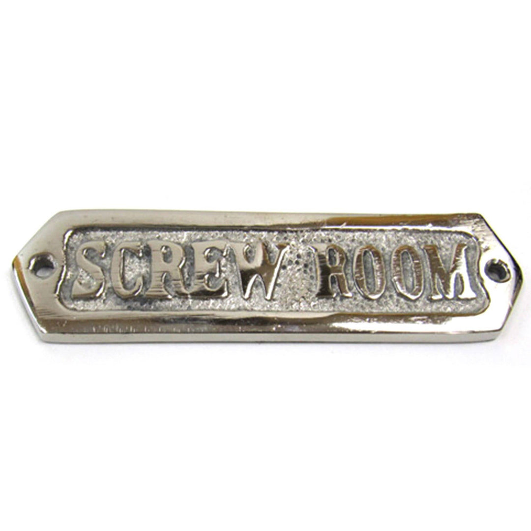 Chrome Door Sign - "Screw Room" India Overseas Trading Corporation