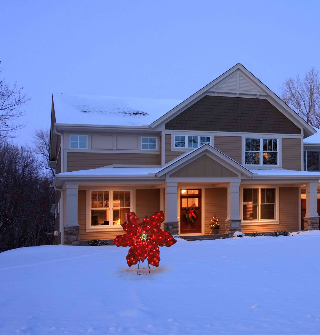 35 In. Outdoor Twinkling LED Poinsettia