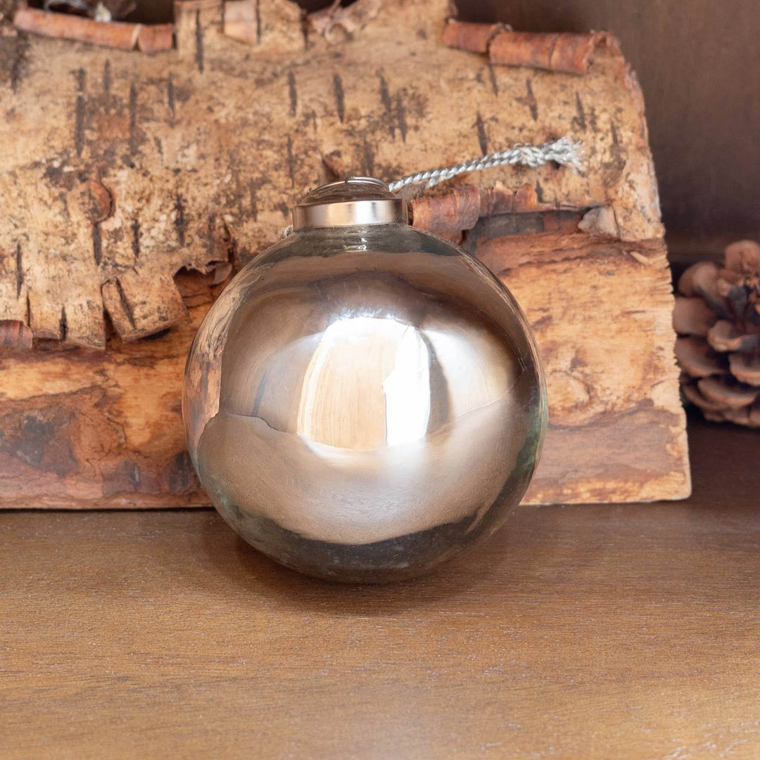 Glass Silver Ball Ornament - Small - BUNKHAUS