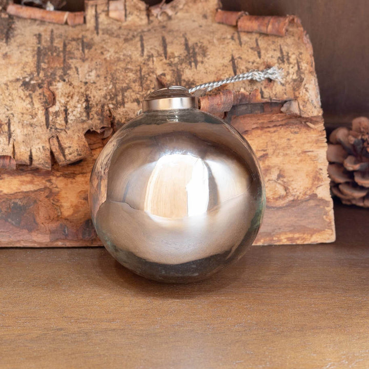Glass Silver Ball Ornament - Small - BUNKHAUS