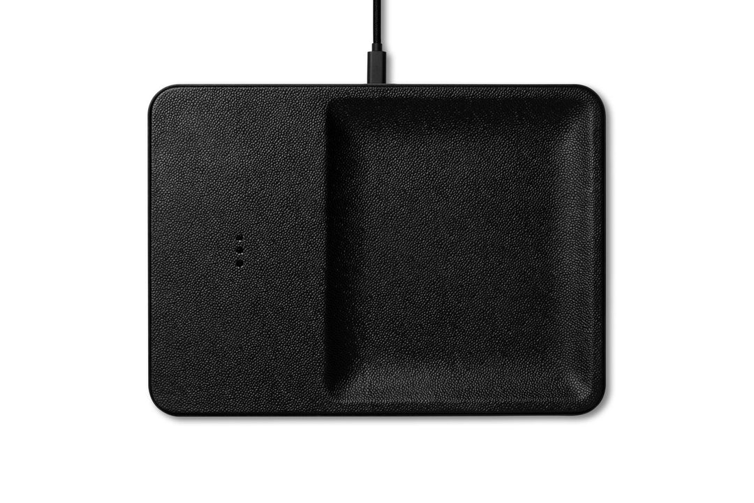 Italian Leather Wireless Charger with Valet Tray