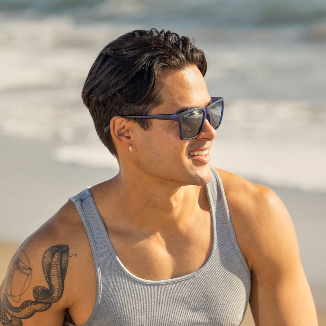 Blue Planet — Atlas in Matte Cobalt Blue / Smoke Polarized Lens