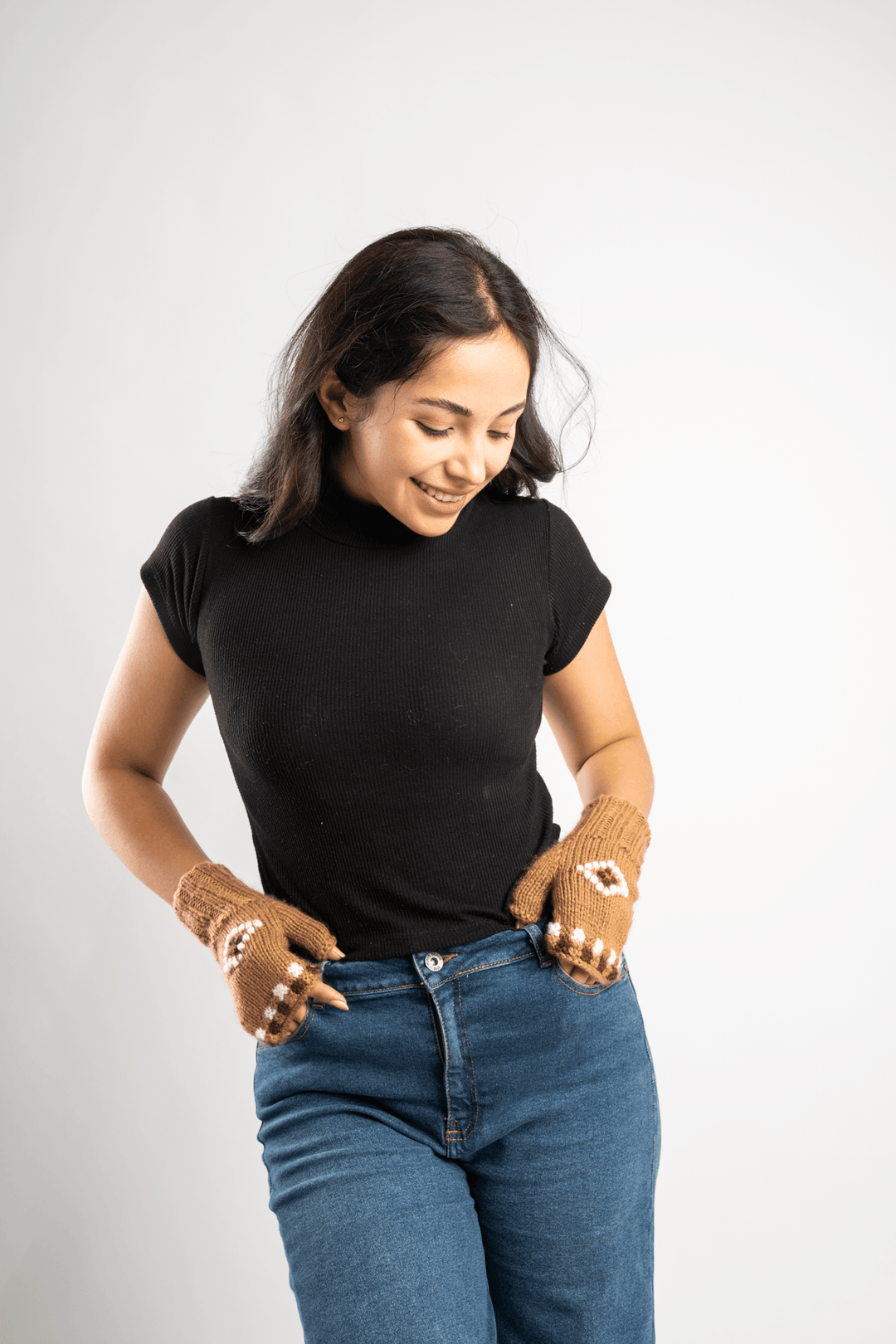 Handknit Alpaca Fingerless Gloves - BUNKHAUS