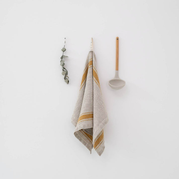 Linen Kitchen Towel - Vintage Mustard Stripe - BUNKHAUS