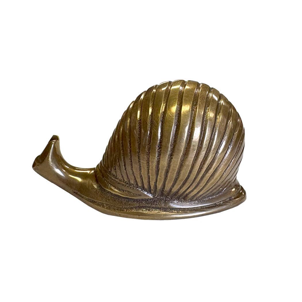 3-1/4" Snail Antiqued Solid Brass Snail Paperweight & Decor