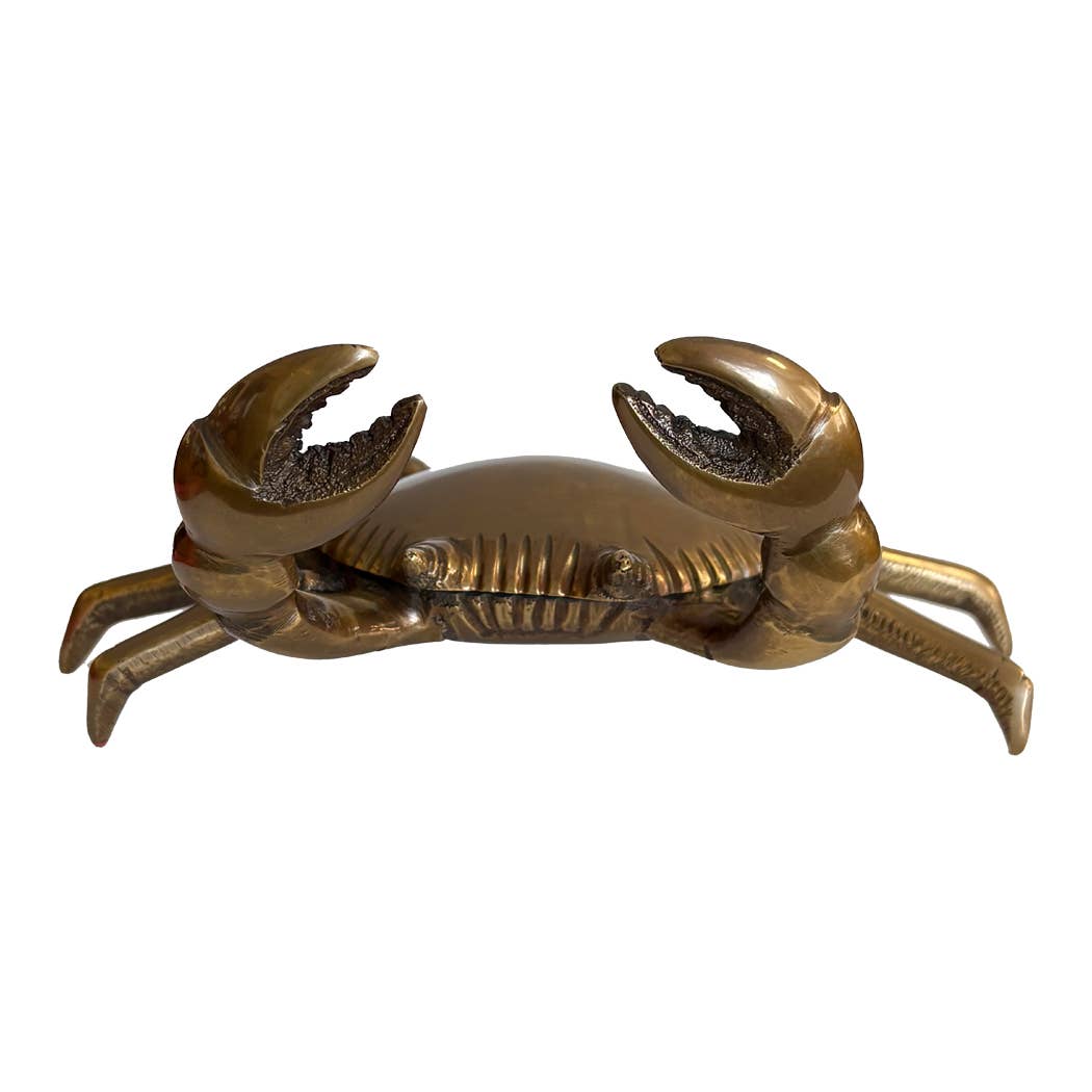 6" Antiqued Brass Dungeness Crab Paperweight Tabletop Decor