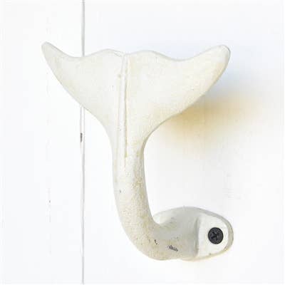 Whale Tail Wall Hook - Antique White