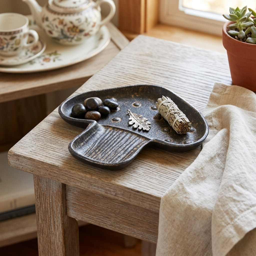 Cast Iron Mushroom Trinket Dish — Black Matte