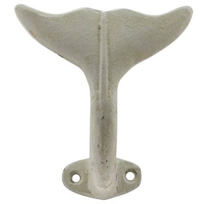 Whale Tail Wall Hook - Antique White