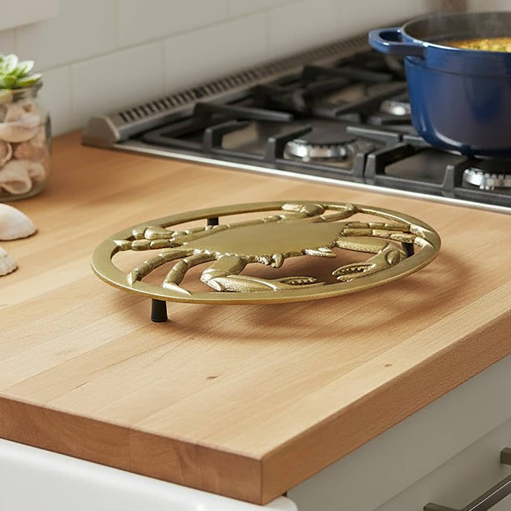 Antiqued Brass Crab Trivet