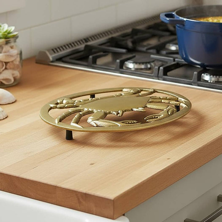 Antiqued Brass Crab Trivet