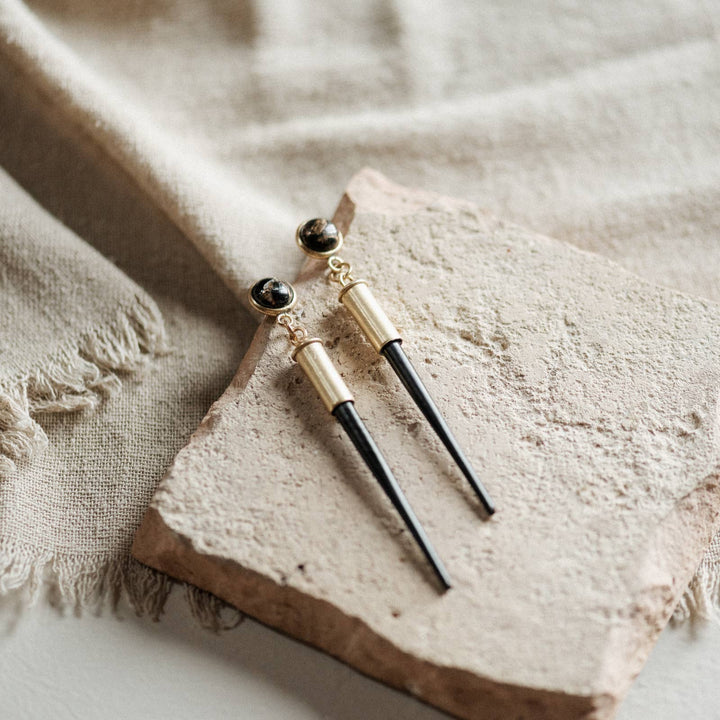 Quill Studs :: Copper Obsidian