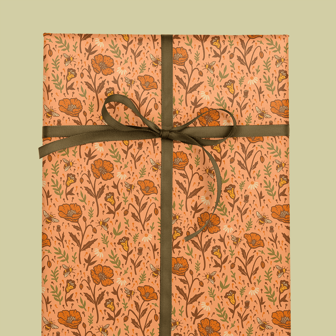 Recyclable Gift Wrap - Poppies - BUNKHAUS