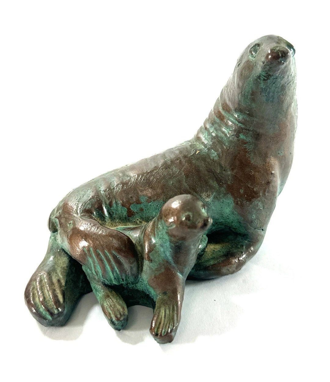 Studio Art Pottery Sea Lion with Pup Figurine