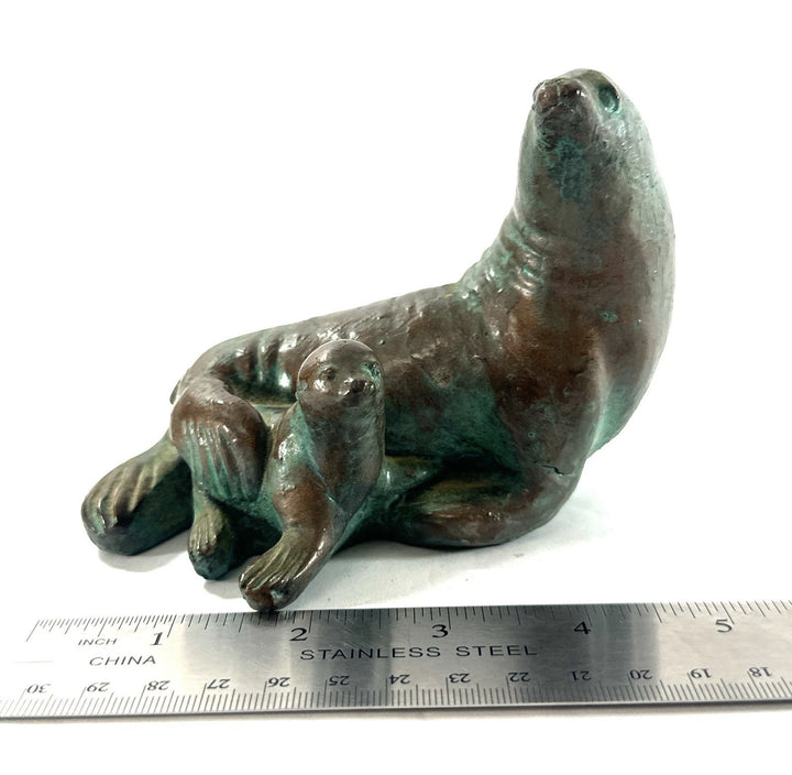Studio Art Pottery Sea Lion with Pup Figurine