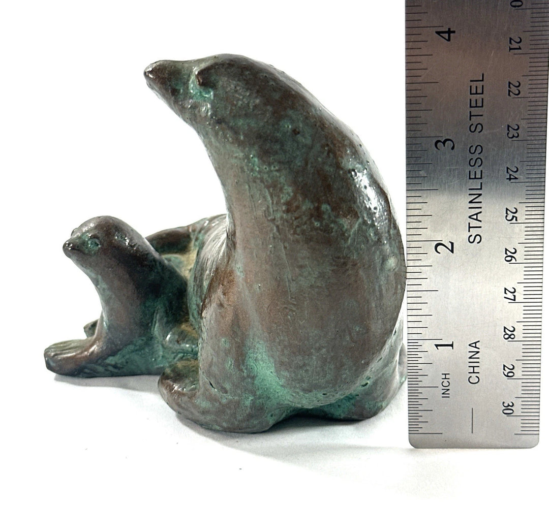 Studio Art Pottery Sea Lion with Pup Figurine