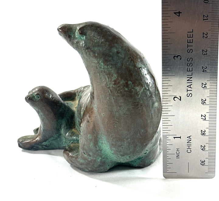 Studio Art Pottery Sea Lion with Pup Figurine