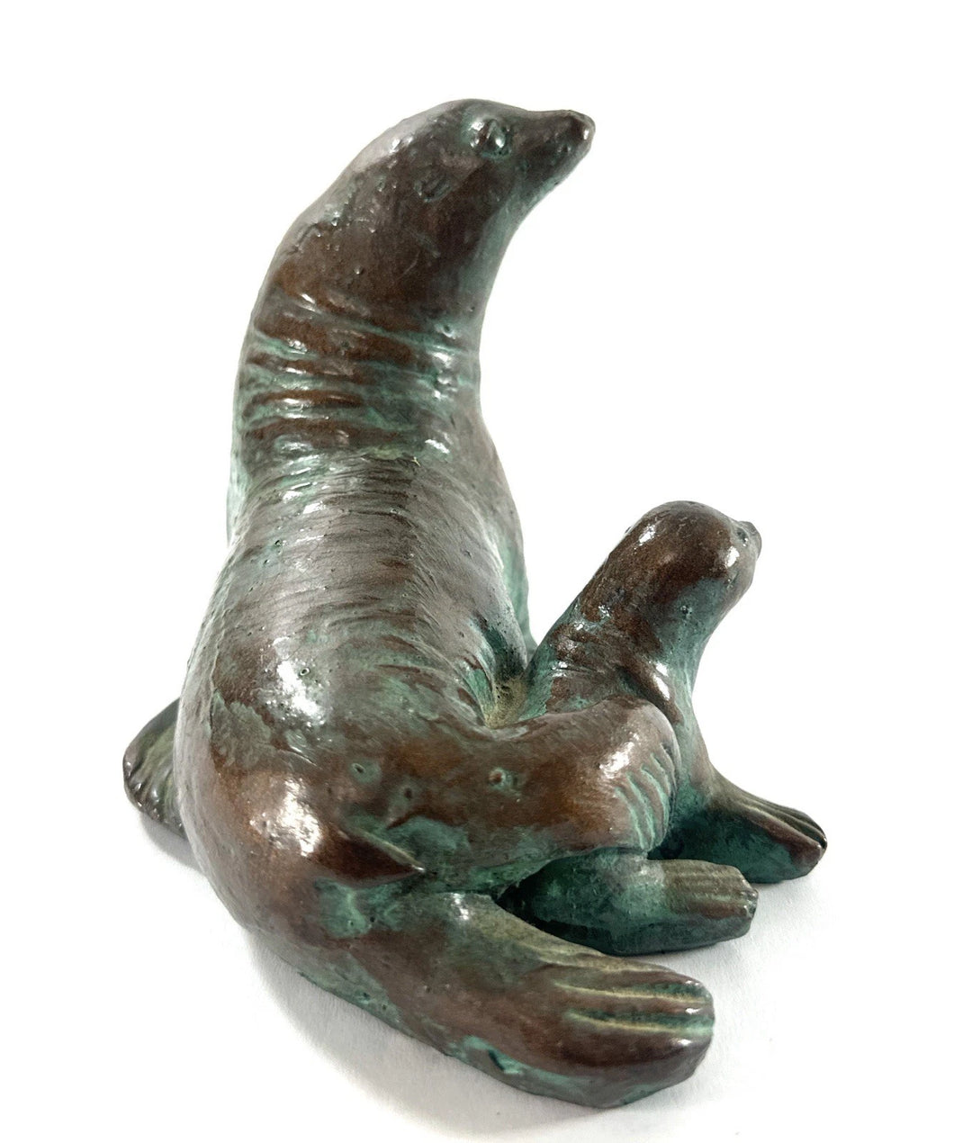 Studio Art Pottery Sea Lion with Pup Figurine