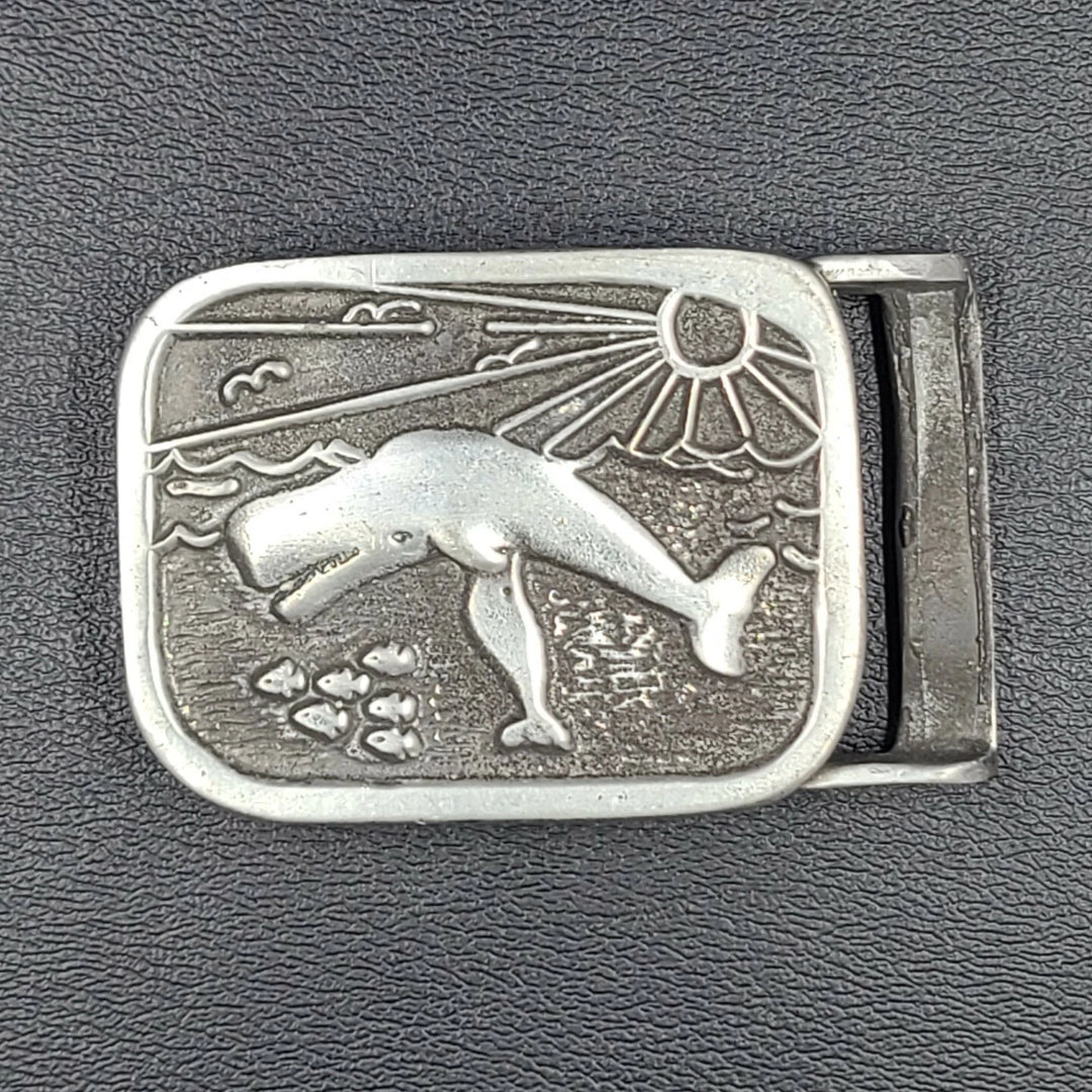 Vintage Pewter Whale Belt Buckle