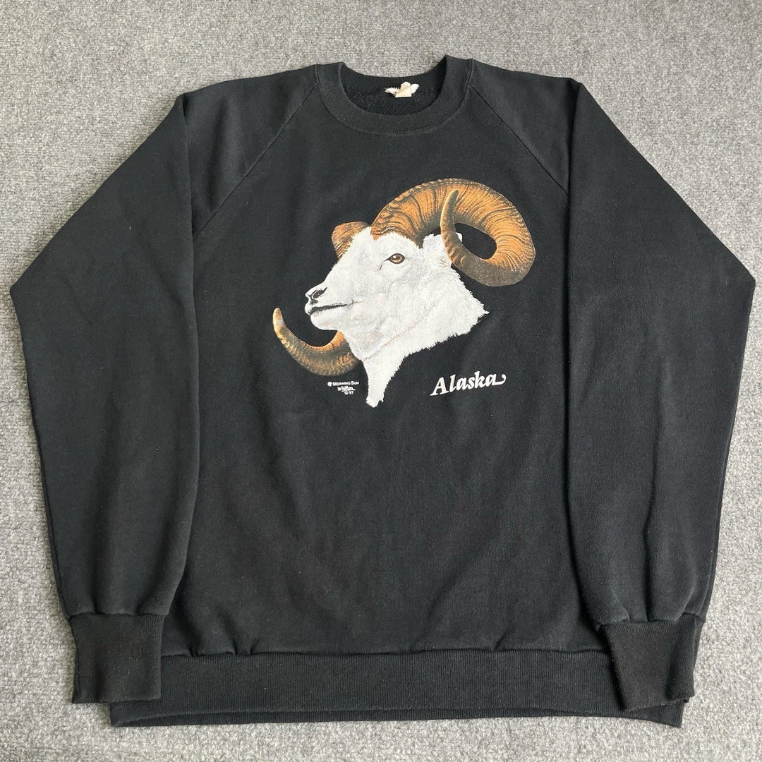 Vintage Alaska Dall Sheep Sweatshirt — Black