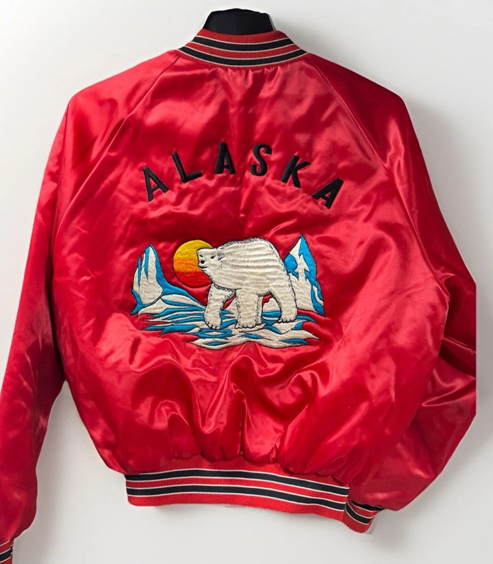 Vintage Satin Bomber Jacket - Alaska Polar Bear