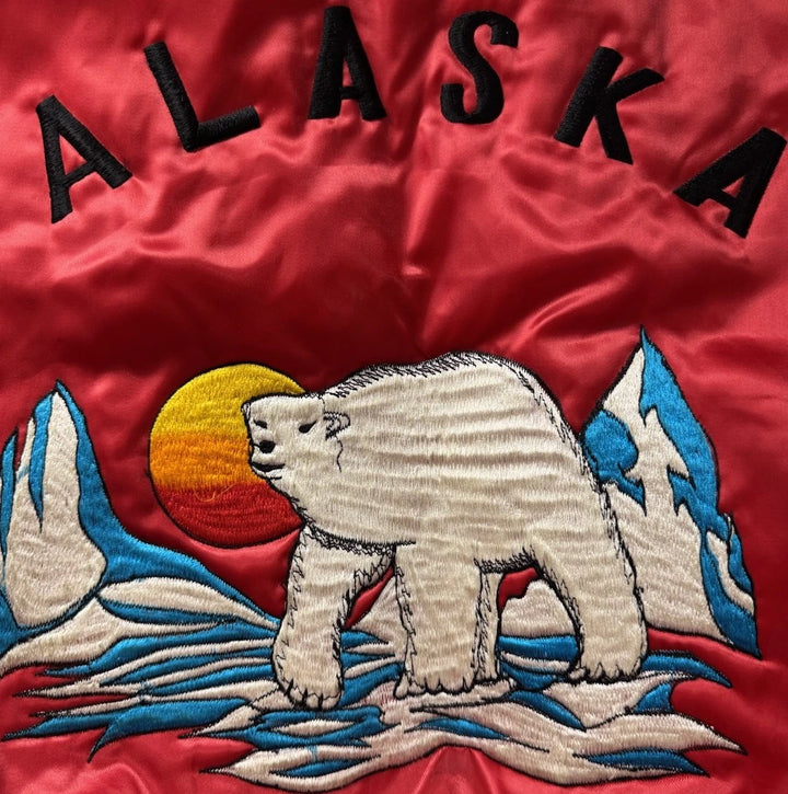 Vintage Satin Bomber Jacket - Alaska Polar Bear