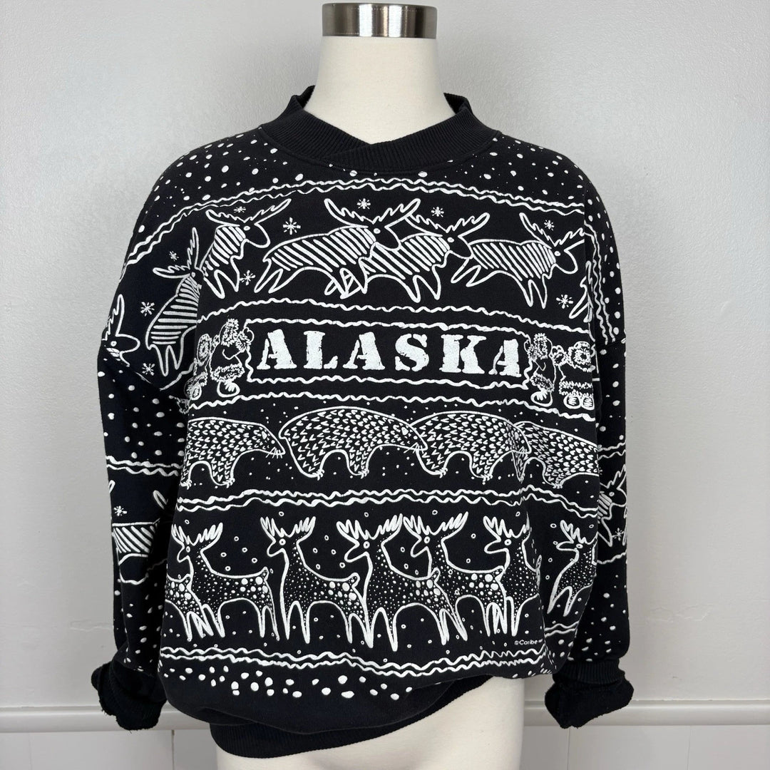 Vintage Alaska Wildlife Sweatshirt — Black