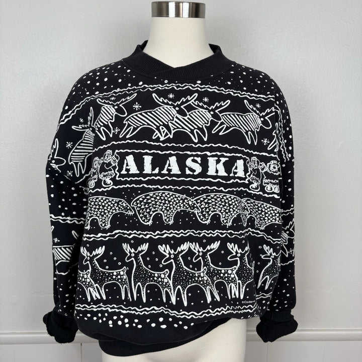Vintage Alaska Wildlife Sweatshirt — Black