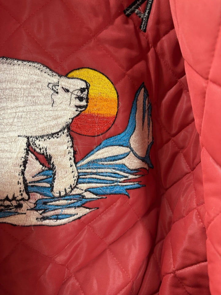 Vintage Satin Bomber Jacket - Alaska Polar Bear