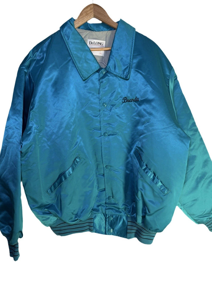 Vintage 80s Satin Bomber Jacket - Alaska Brown Bear (Brenda)