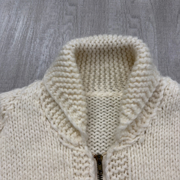 Vintage Cowichan-Inspired Wool Cardigan - Snowmobile