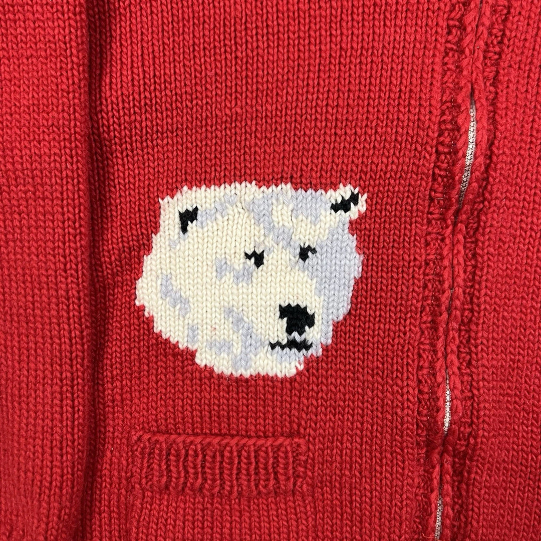 Vintage Cowichan-Inspired Wool Cardigan - Alaska Polar Bear