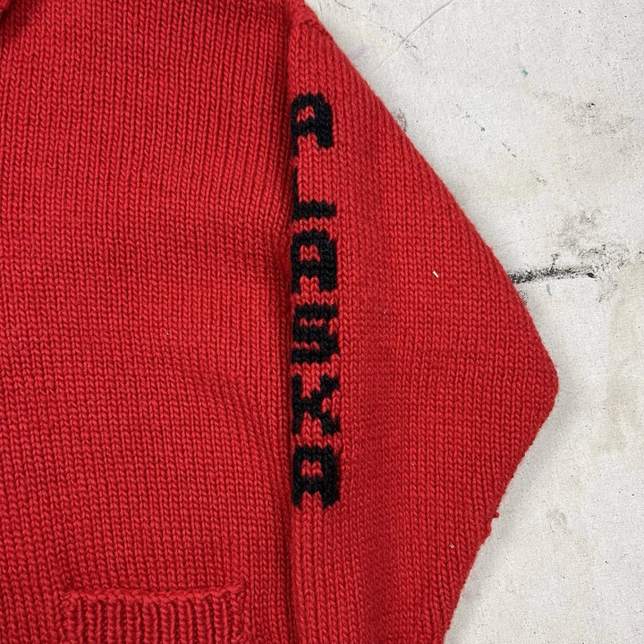 Vintage Cowichan-Inspired Wool Cardigan - Alaska Polar Bear